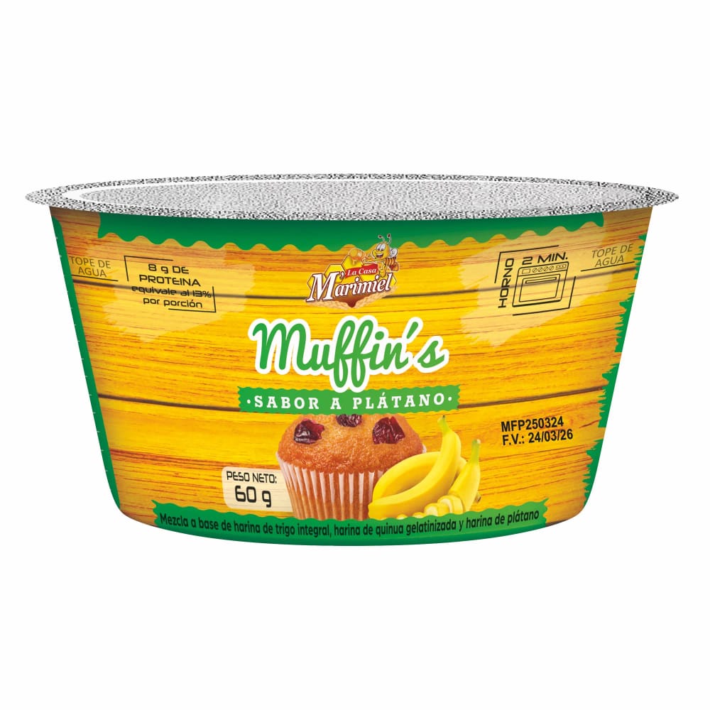 Muffin LA CASA MARIMIEL Sabor a Plátano Vaso 60g