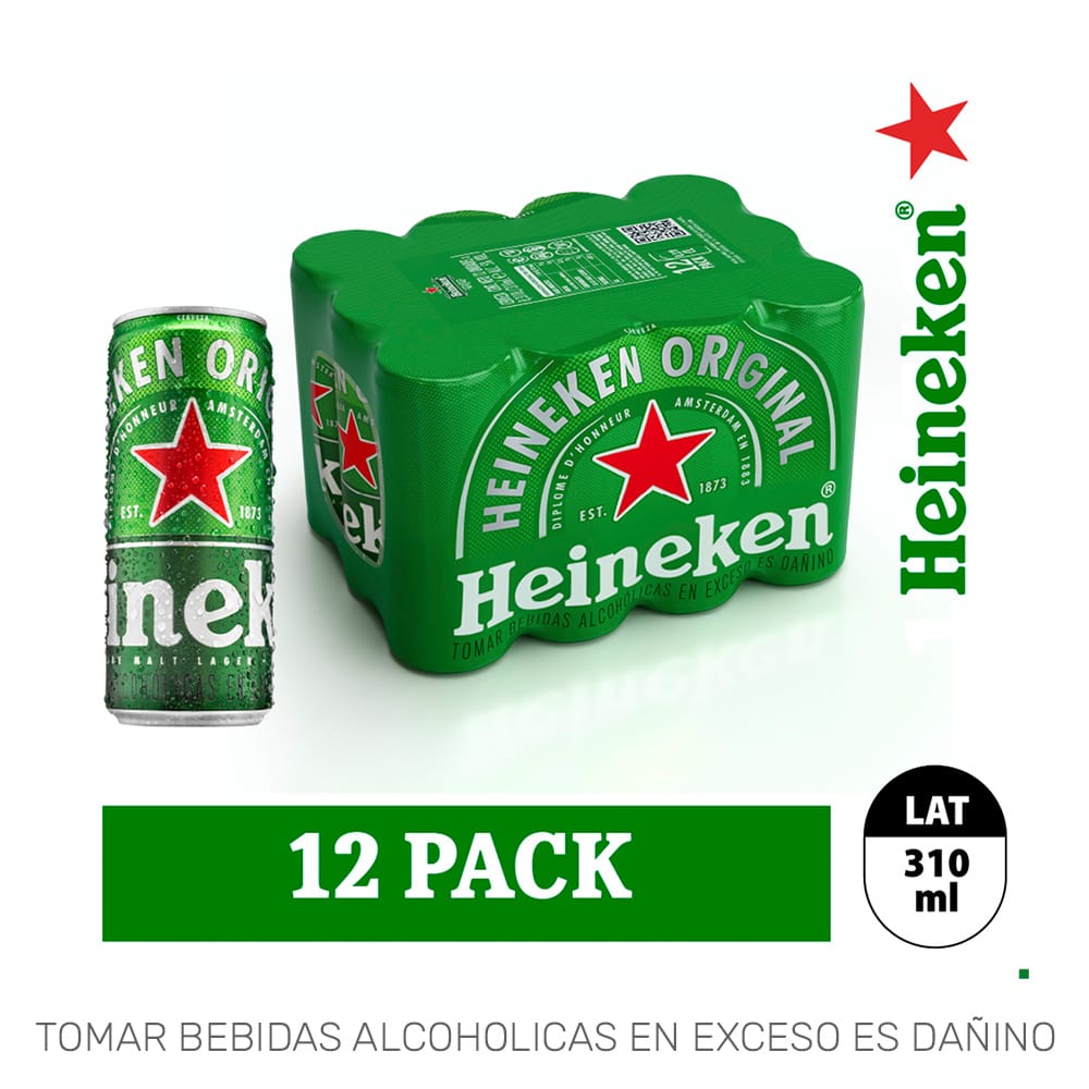 Cerveza HEINEKEN Lata 310ml Paquete 12un