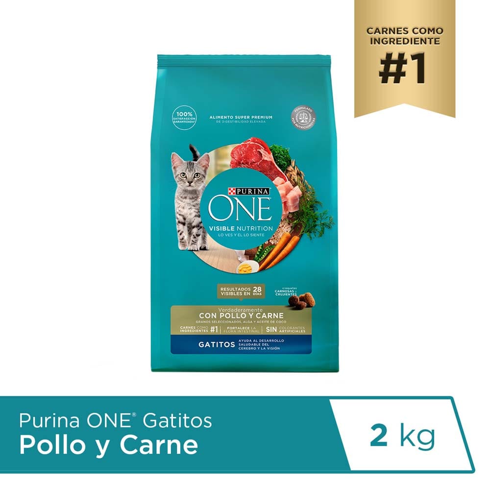 Alimento para Gato PURINA ONE Gatito Sabor Pollo y Carne Bolsa 2Kg