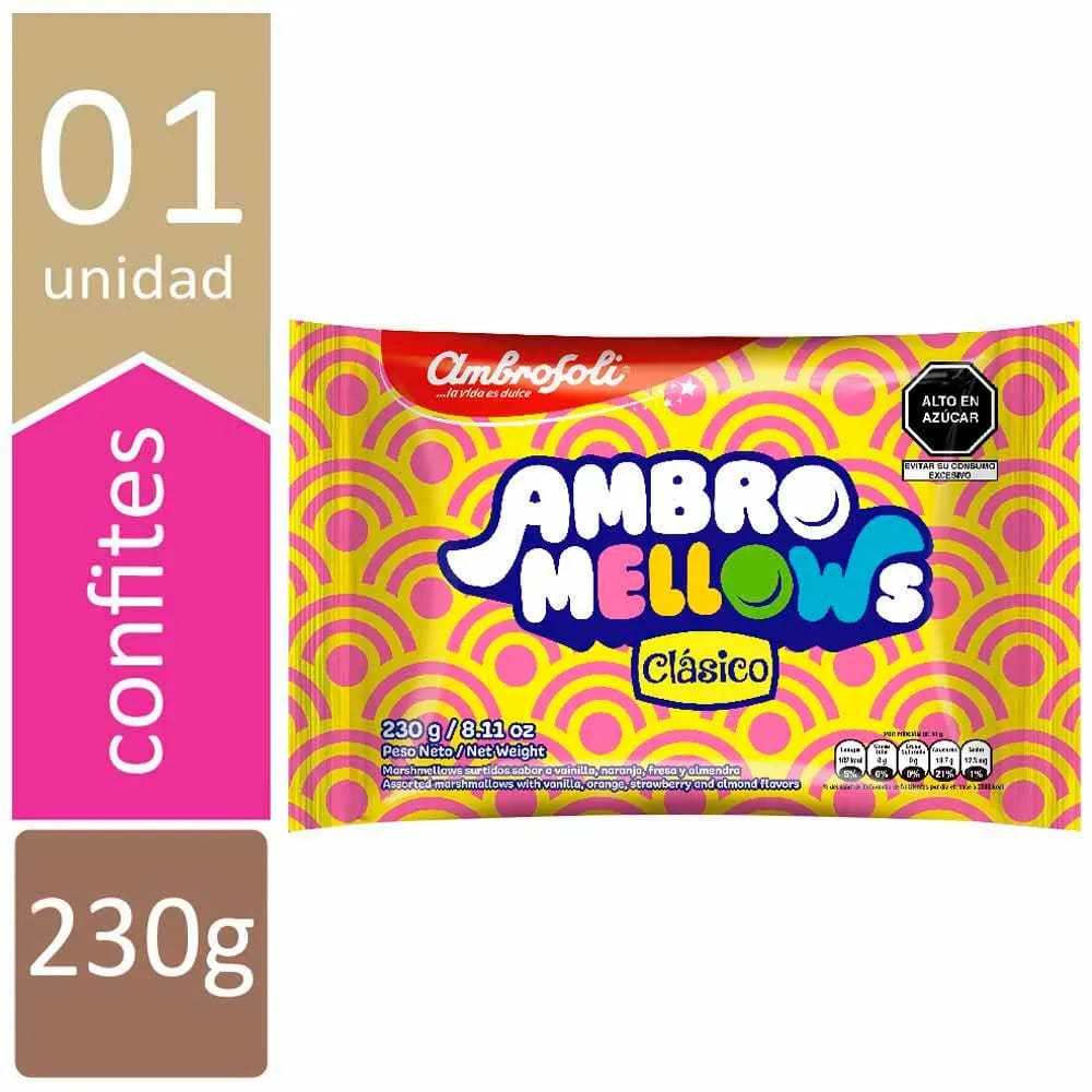 Marshmallow AMBROSOLI MELLOWS Surtidos Bolsa 10Un