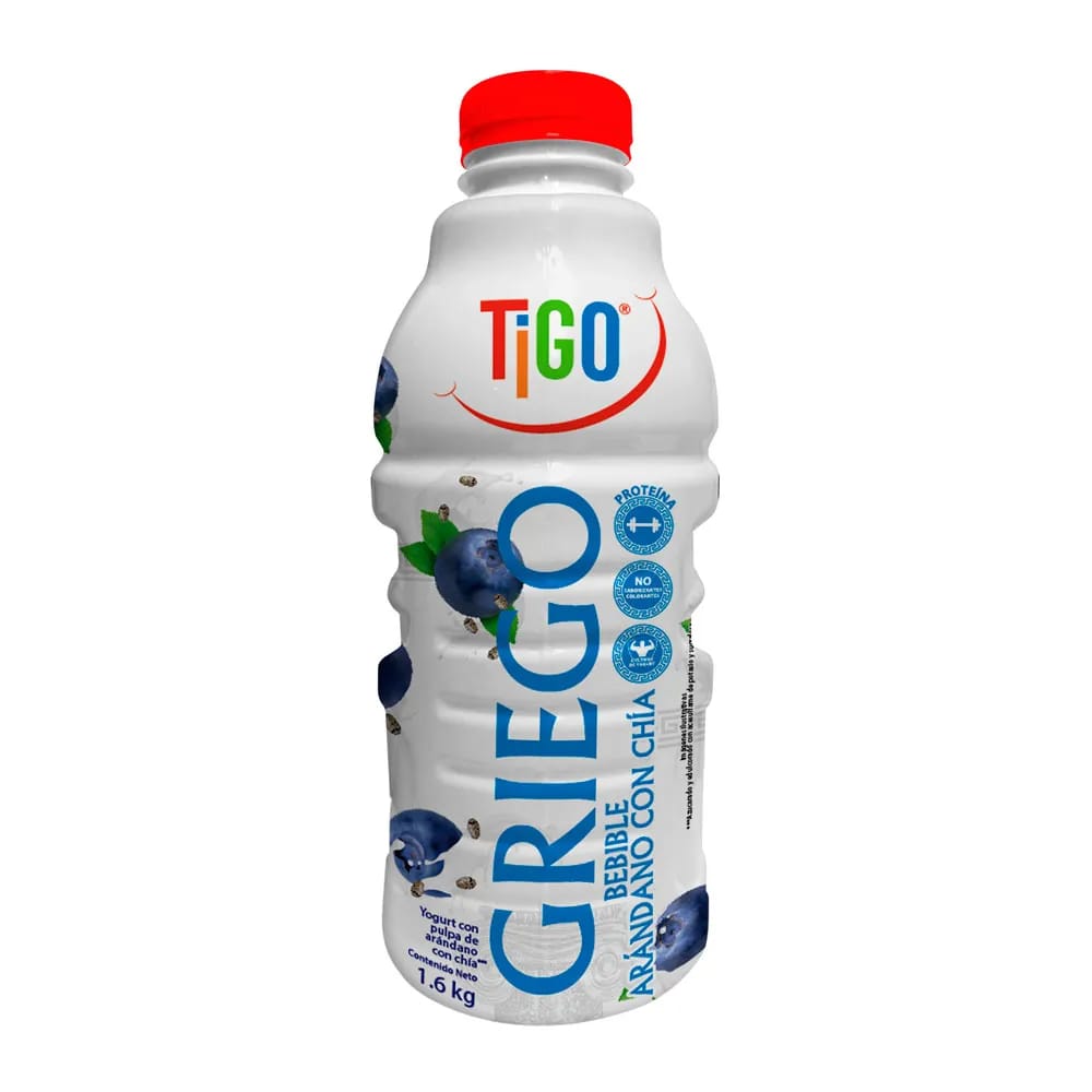 Yogurt Griego Bebible TIGO Sabor Arándano y Chía Galonera 1.6Kg