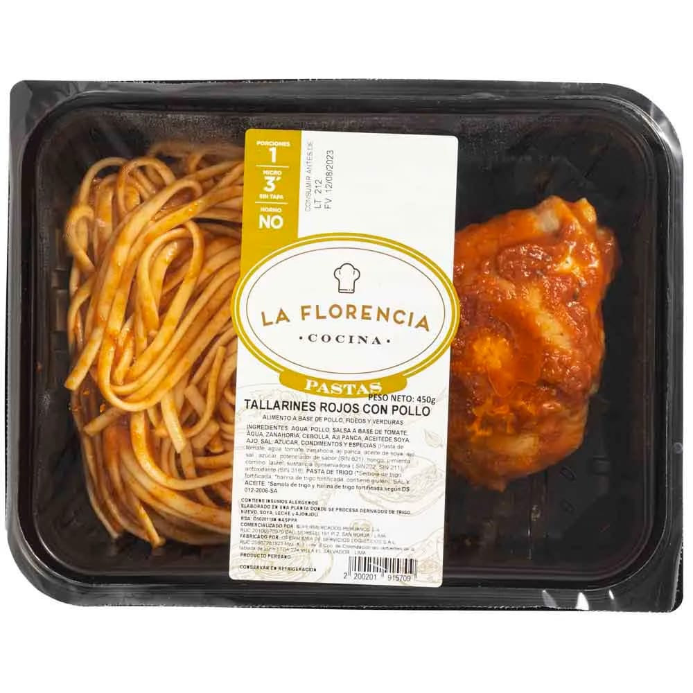 Tallarines Rojos con Pollo LA FLORENCIA Bandeja 450g