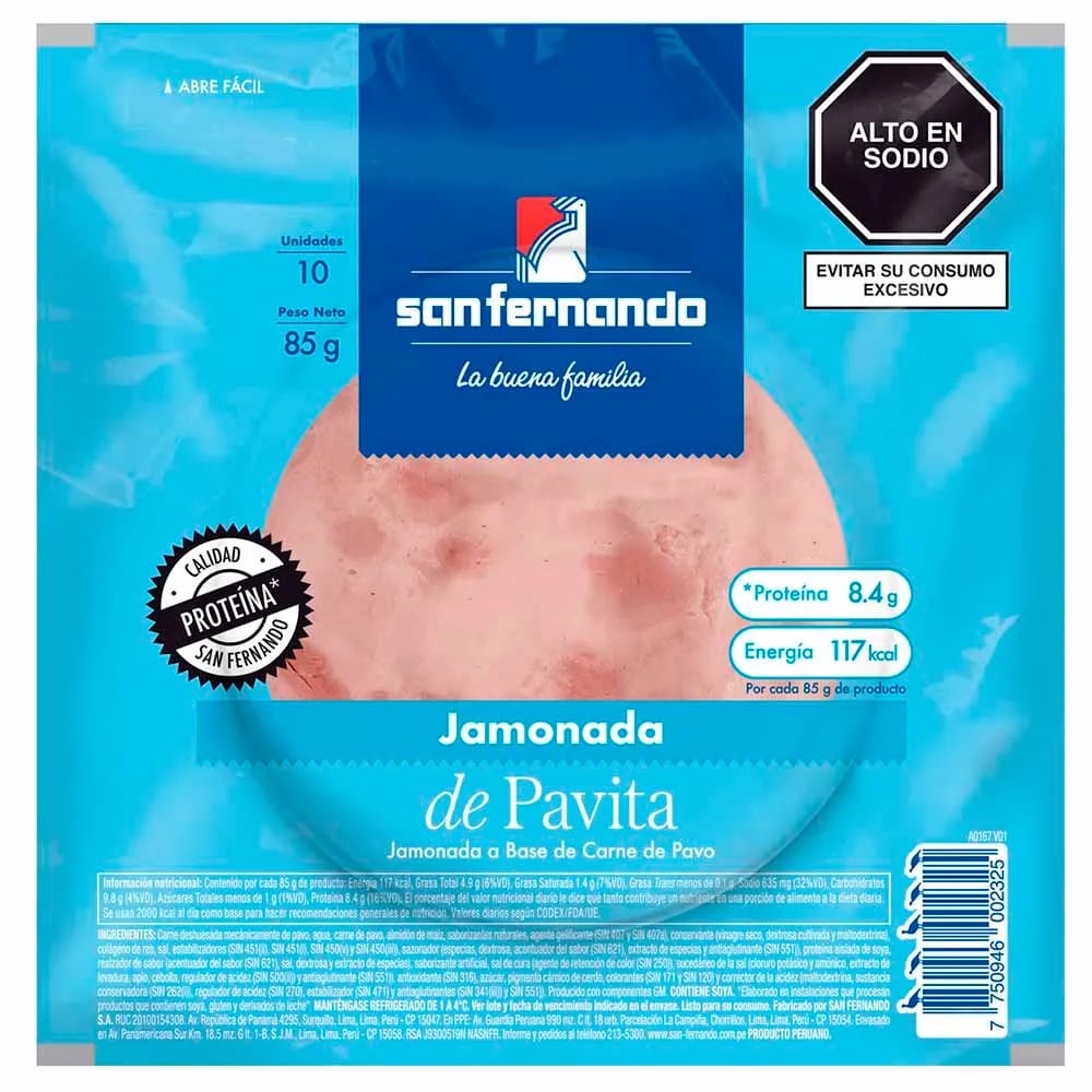 Jamonada de Pavita SAN FERNANDO Paquete 85g