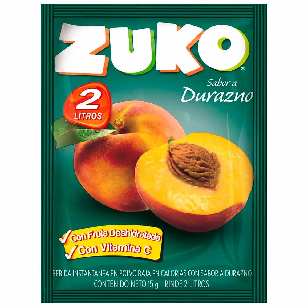 Bebida Instantánea en Polvo ZUKO Durazno Sobre 15g