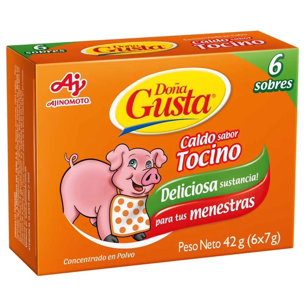 Caldo de Tocino DOÑA GUSTA concentrado en Polvo Sobre 7g Caja 6un