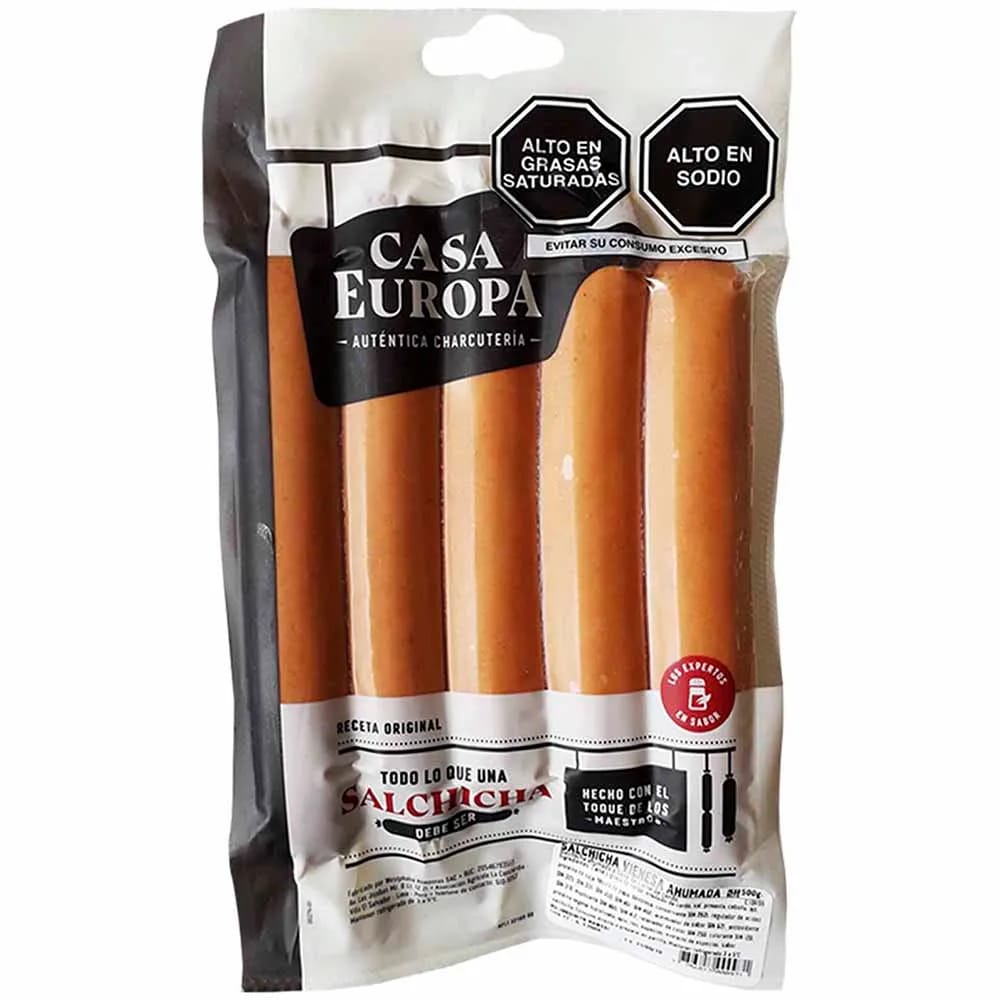 Salchicha Vienesa Ahumada CASA EUROPA Paquete 500g