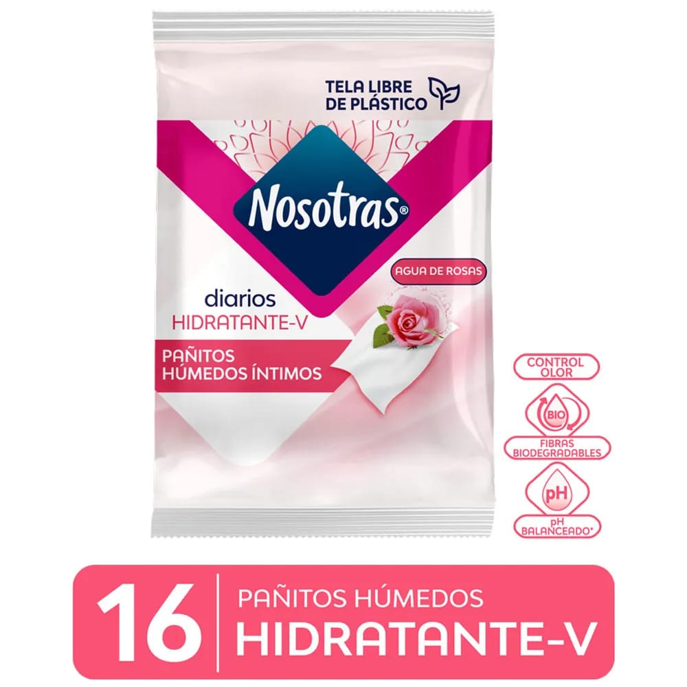 Pañitos NOSOTRAS Agua de Rosas Paquete 16un