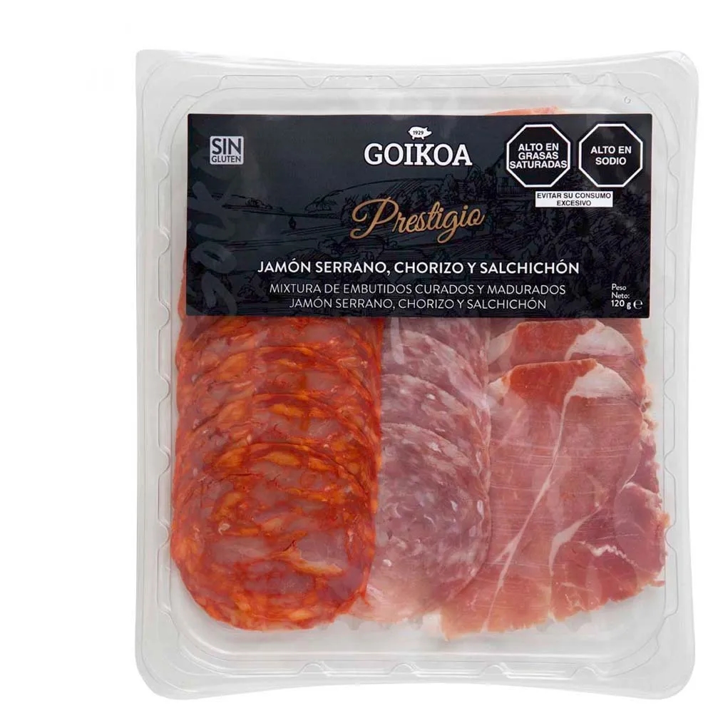 Jamón Serrano + Chorizo Extra + Salchichón Extra GOIKOA Paquete 120g