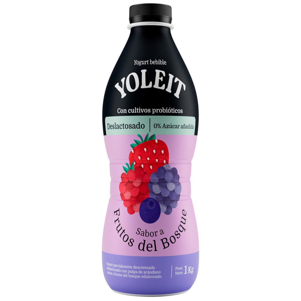 Yogurt Deslactosado YOLEIT Frutos del Bosque Botella 1Kg