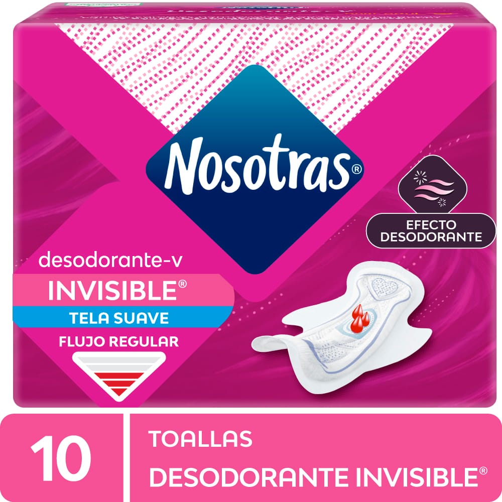 Toalla Higiénica NOSOTRAS Invisible con Desodorante Paquete 10un