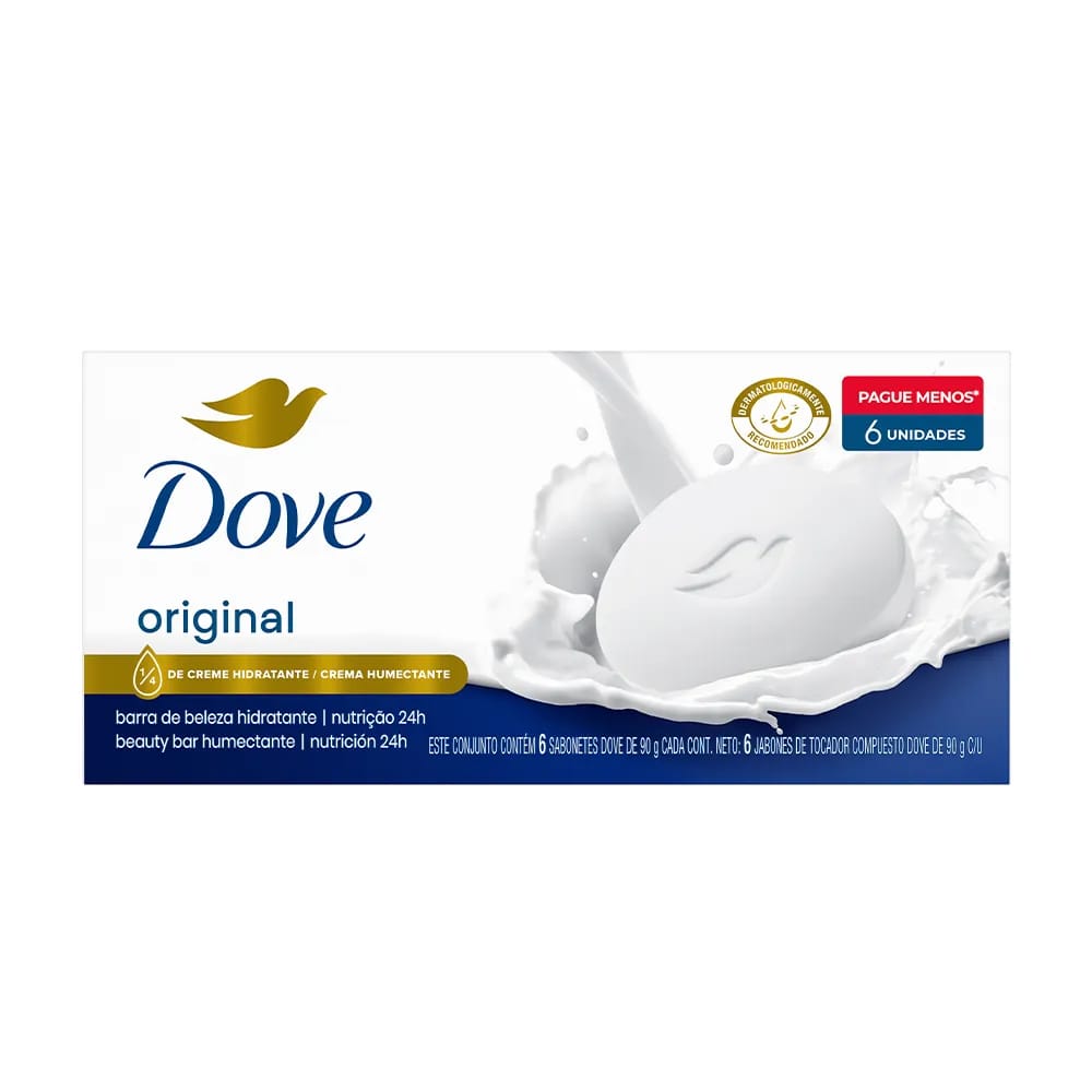 Jabón de Tocador DOVE Blanco 90g Paquete 6un