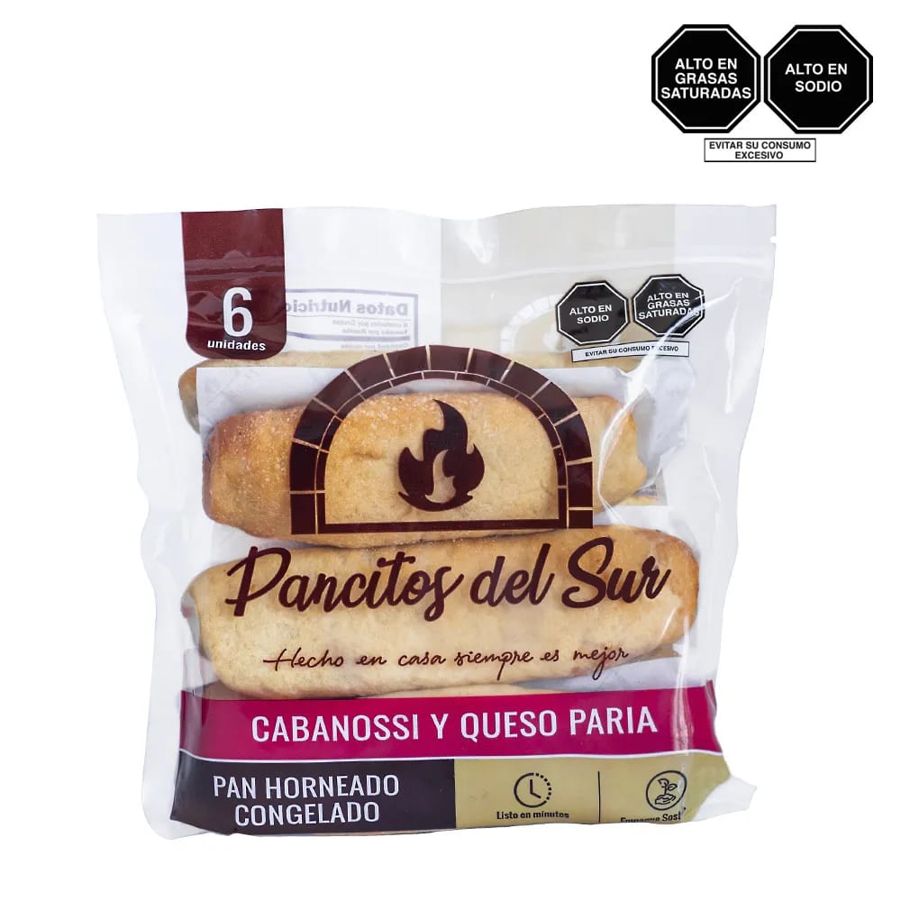 Pan Artesanal Congelado PANCITOS DEL SUR Relleno con Cabanossi y Queso Bolsa 6un