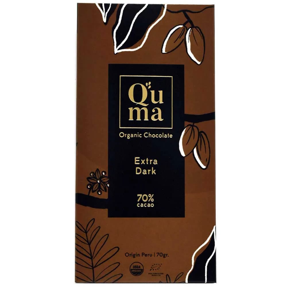 Barra de Chocolate Q'UMA Extra Dark 70% Cacao Caja 70g