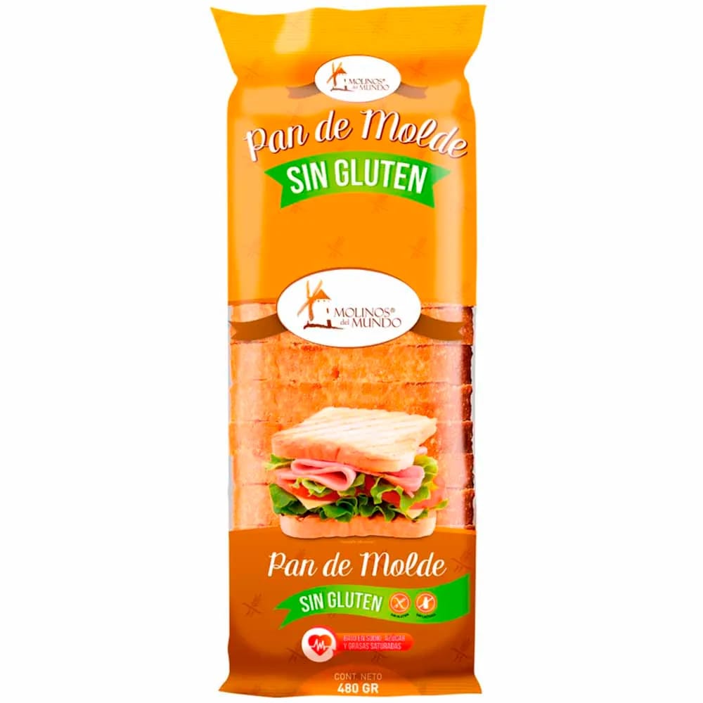 Pan de Molde MOLINOS DEL MUNDO Sin Gluten y Sin Lactosa Bolsa 480g