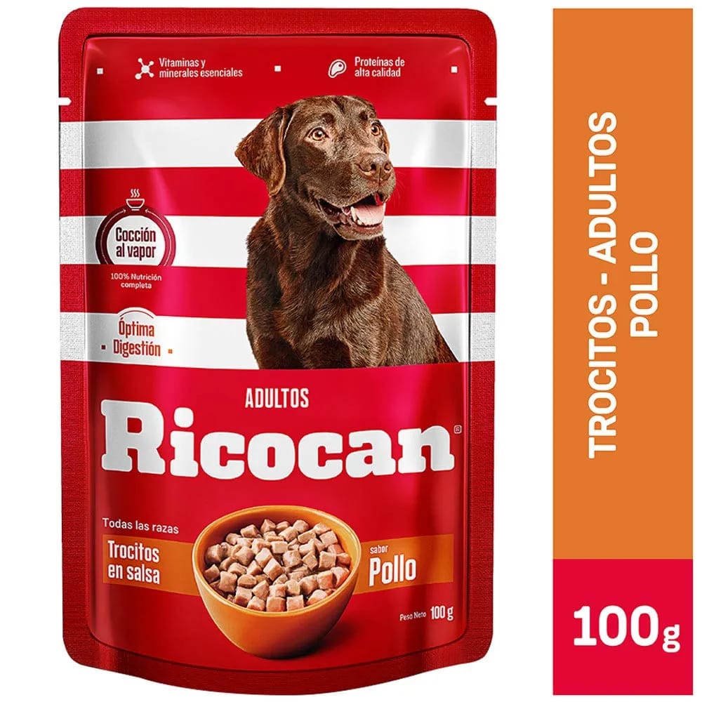 Alimento Húmedo para Perro RICOCAN Adulto Sabor Pollo Pouch 100g