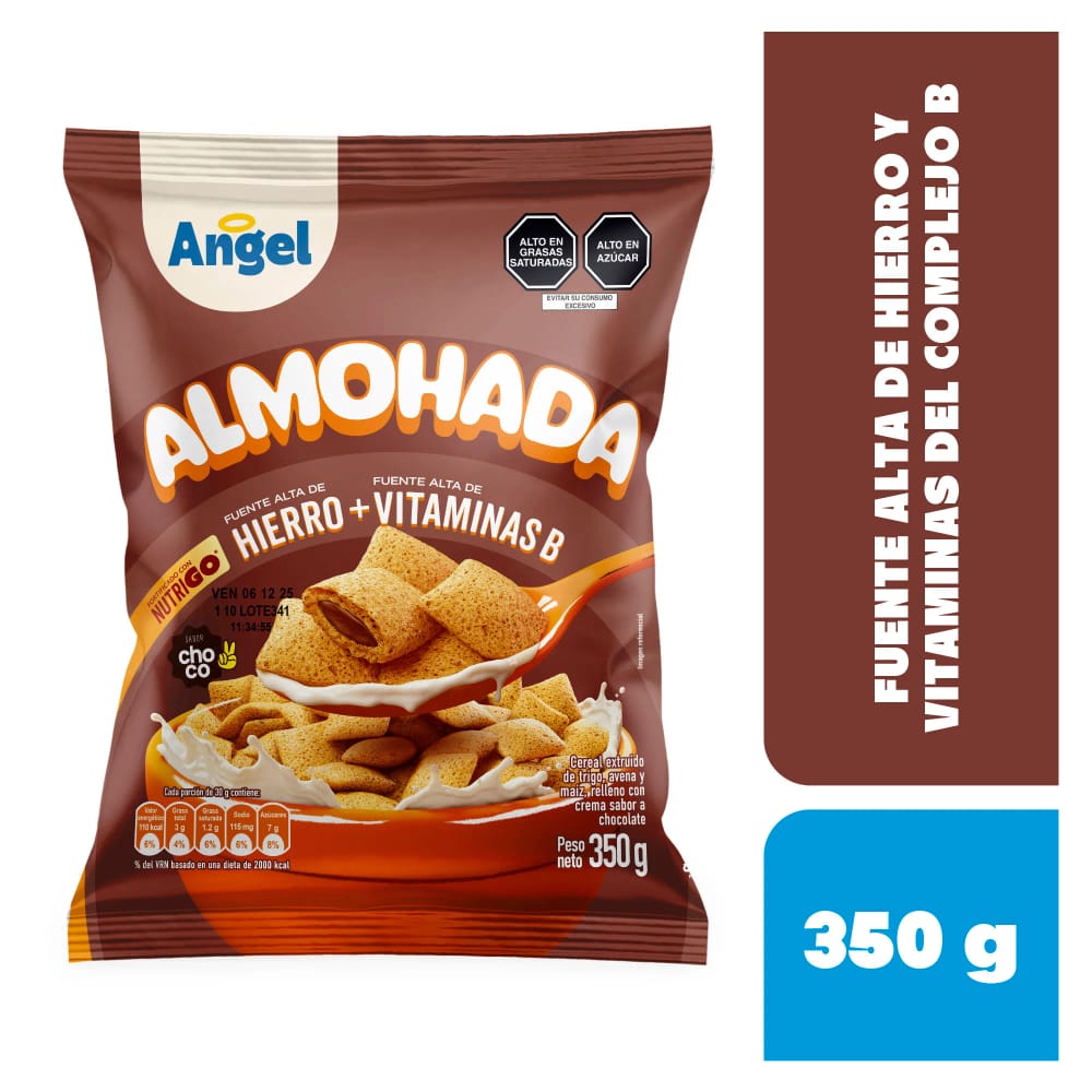 Cereal ANGEL Trigo integral de avena y maíz sabor chocolate Bolsa 350Gr