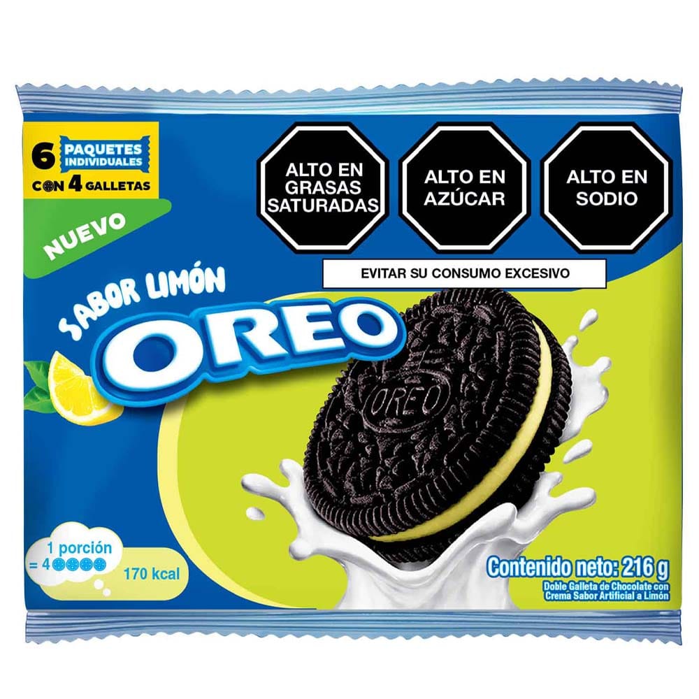 Galletas OREO Nabisco Sabor Limón Bolsa 36g Paquete 6un