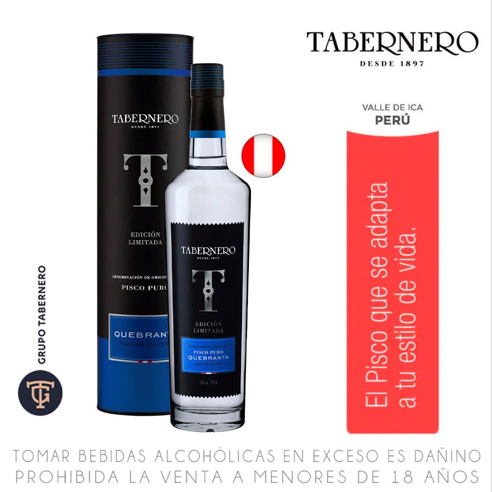 Pisco TABERNERO Edición Limitada Quebranta Botella 700ml