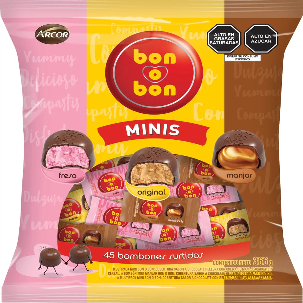 Bombones de Chocolate Mini BON O BON Multipack Bolsa 366g