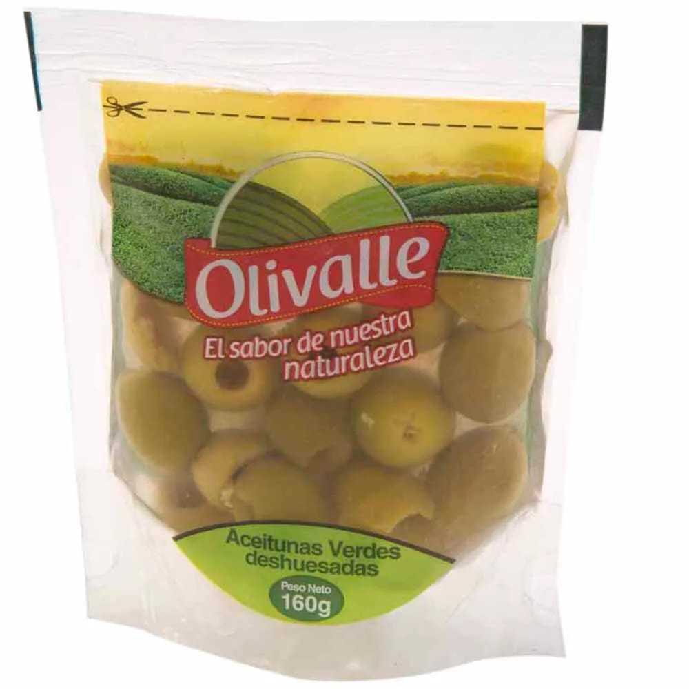 Aceitunas Verdes en Conserva OLIVALLE Deshuesadas Doypack 160g