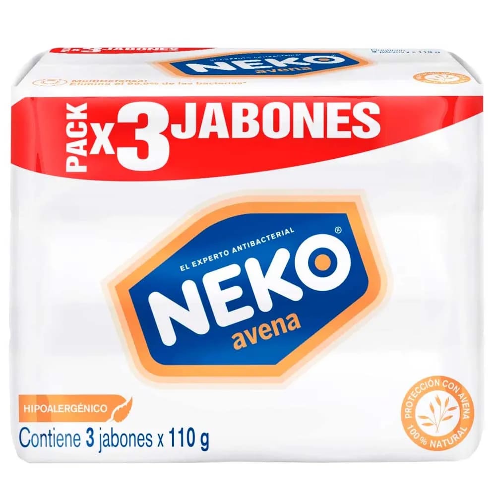 Jabón NEKO Antibacterial Avena Paquete 3un
