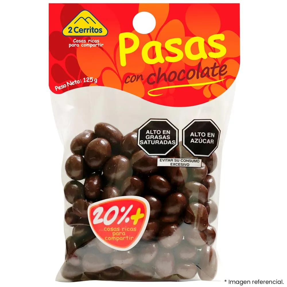 Chocolate 2 CERRITOS Relleno de pasas Bolsa 125g