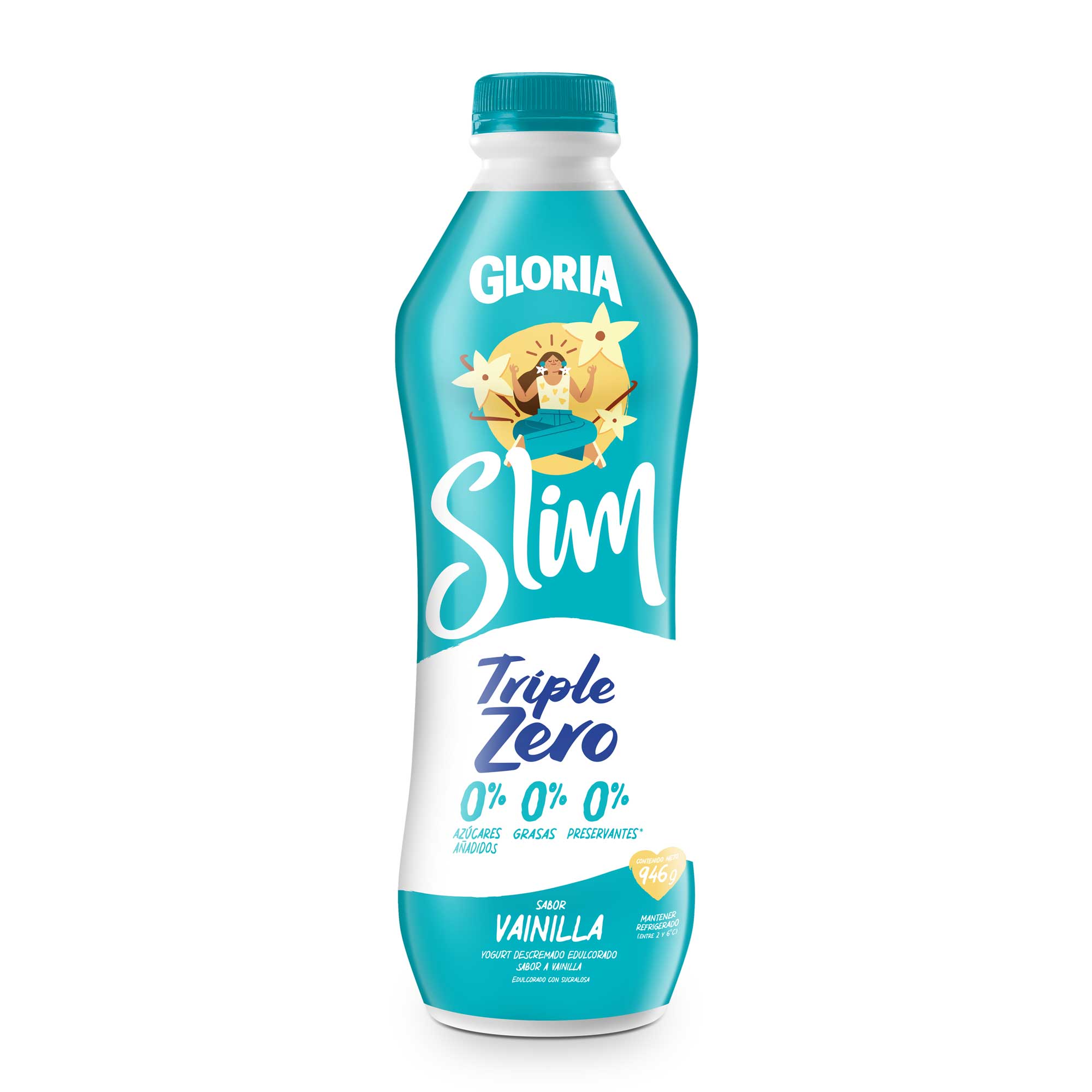 Yogurt Descremado Edulcorado GLORIA Slim Vainilla Botella 946g