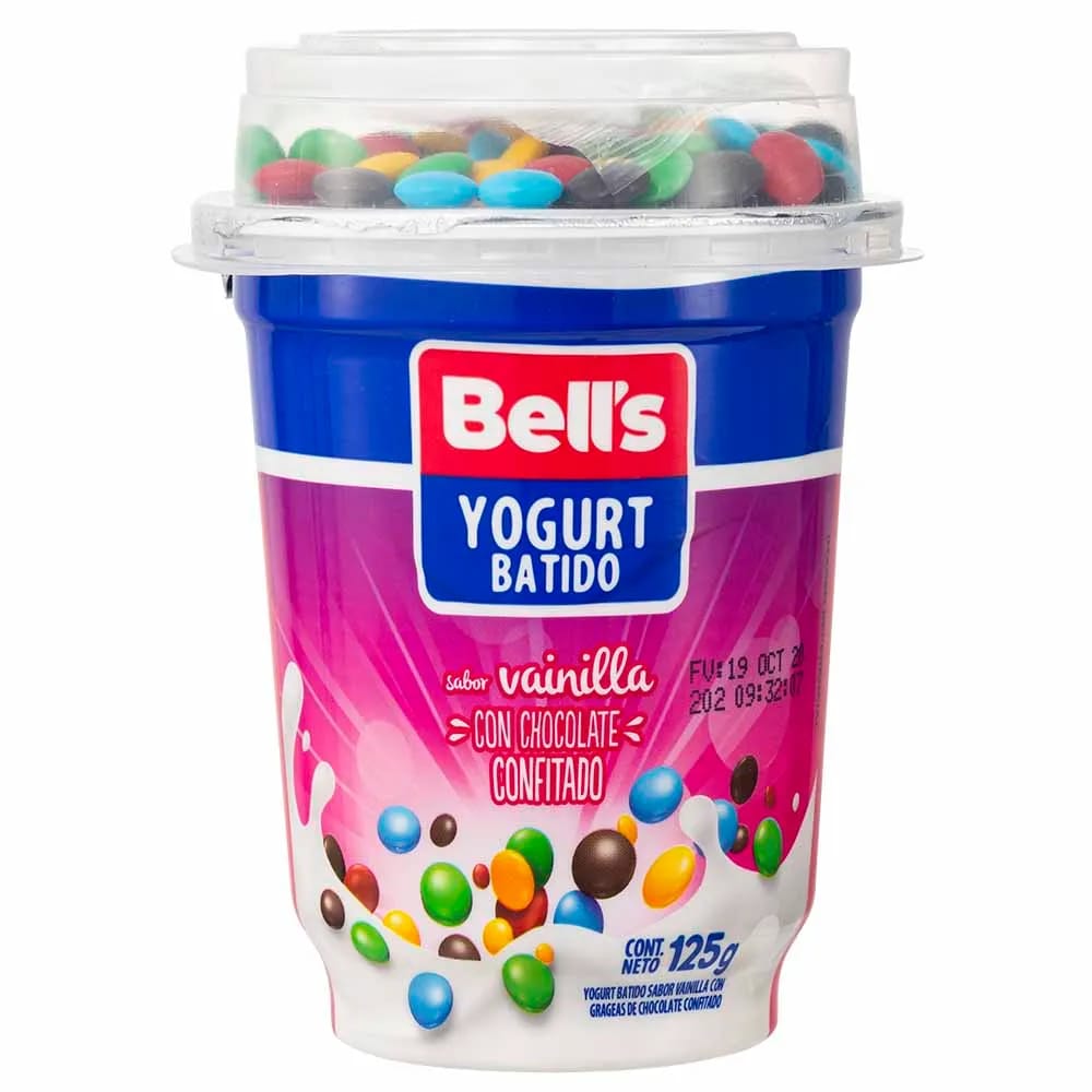 Yogurt Batido BELL'S Sabor a Vainilla con Grageas Vaso 125g