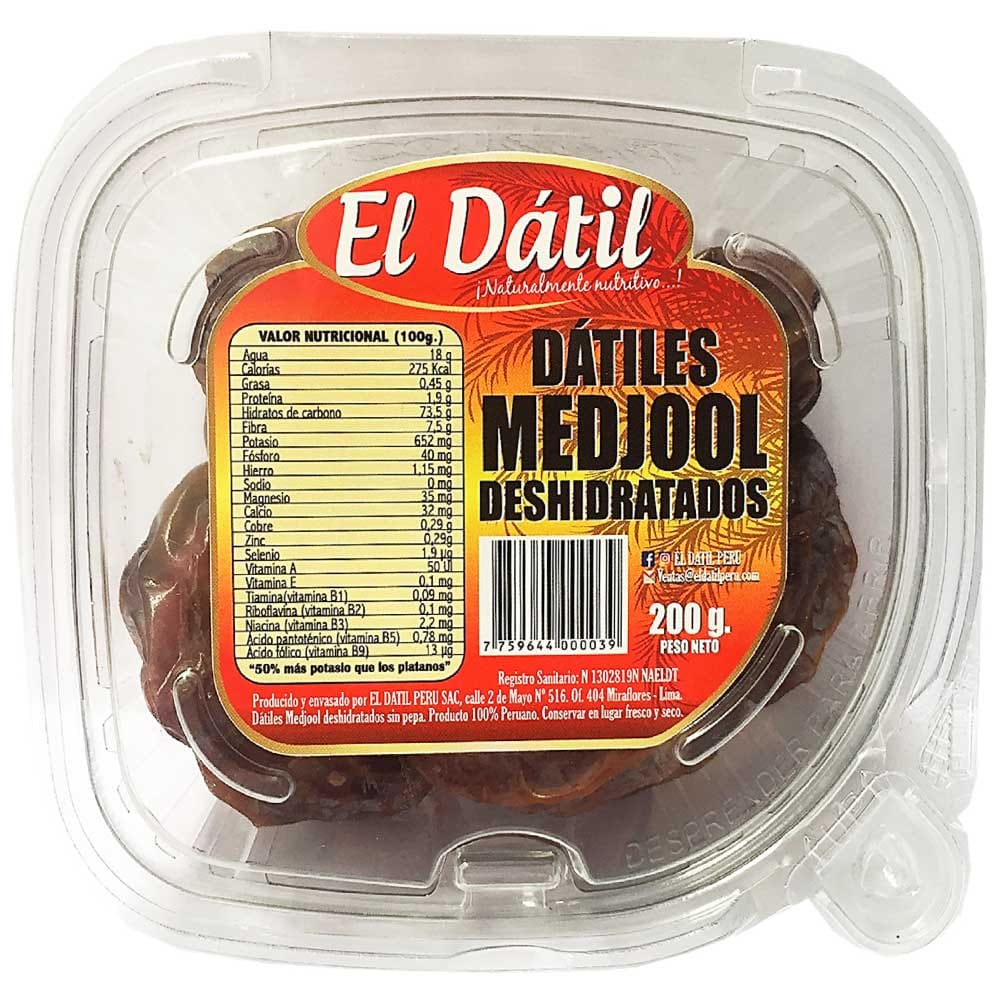 Dátiles Deshidratado EL DÁTIL Bandeja 200g