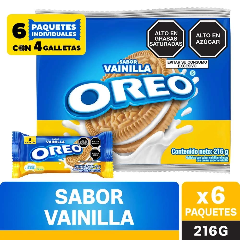 Galleta OREO Golden Vainilla Paquete 6un Bolsa 216g