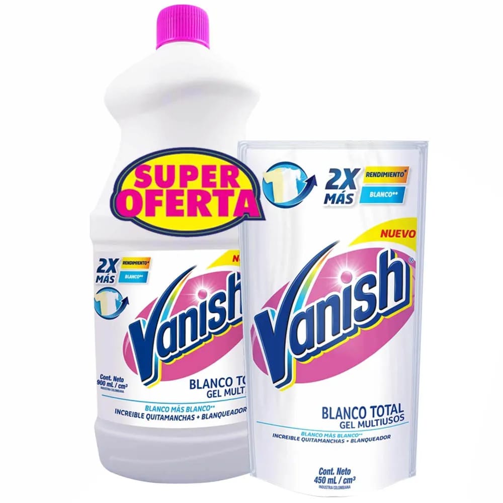 Quitamanchas Líquido VANISH Blanco Botella 900ml + Doypack 450ml