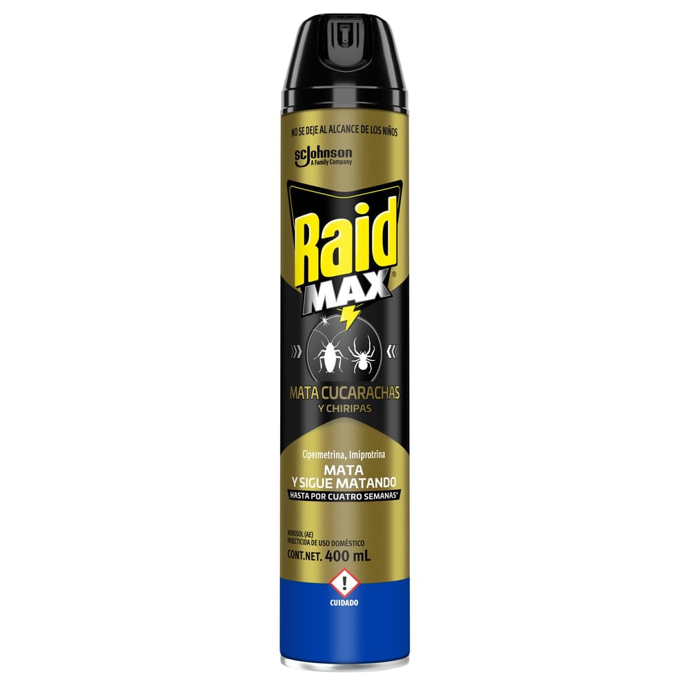 Insecticida en Aerosol RAID Max Cucarachas Frasco 400ml