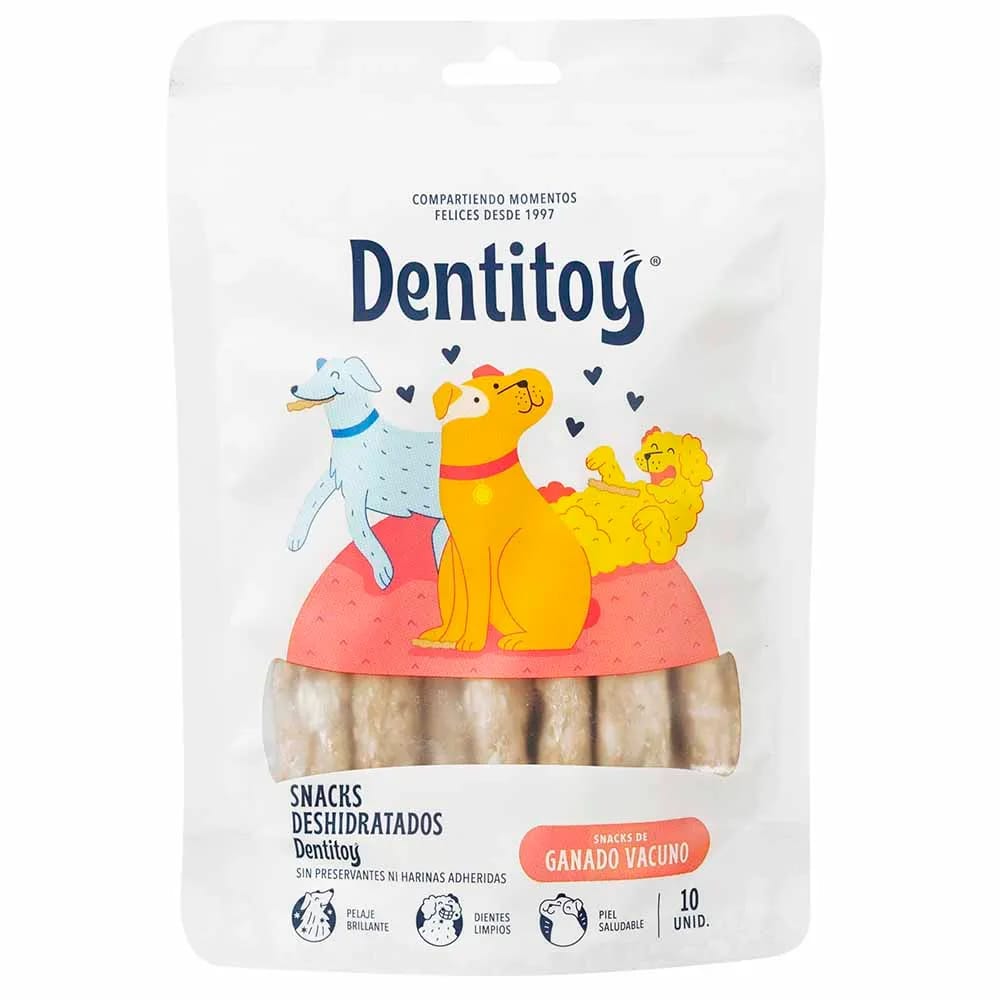 Alimento para Perro DENTITOY Snack Sabor Ganado Vacuno Paquete 10un