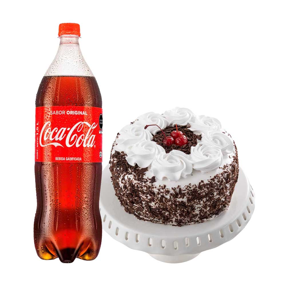 Pack Torta Selva Negra Chica LA FLORENCIA 1un + Gaseosa COCA COLA Botella 1.5L