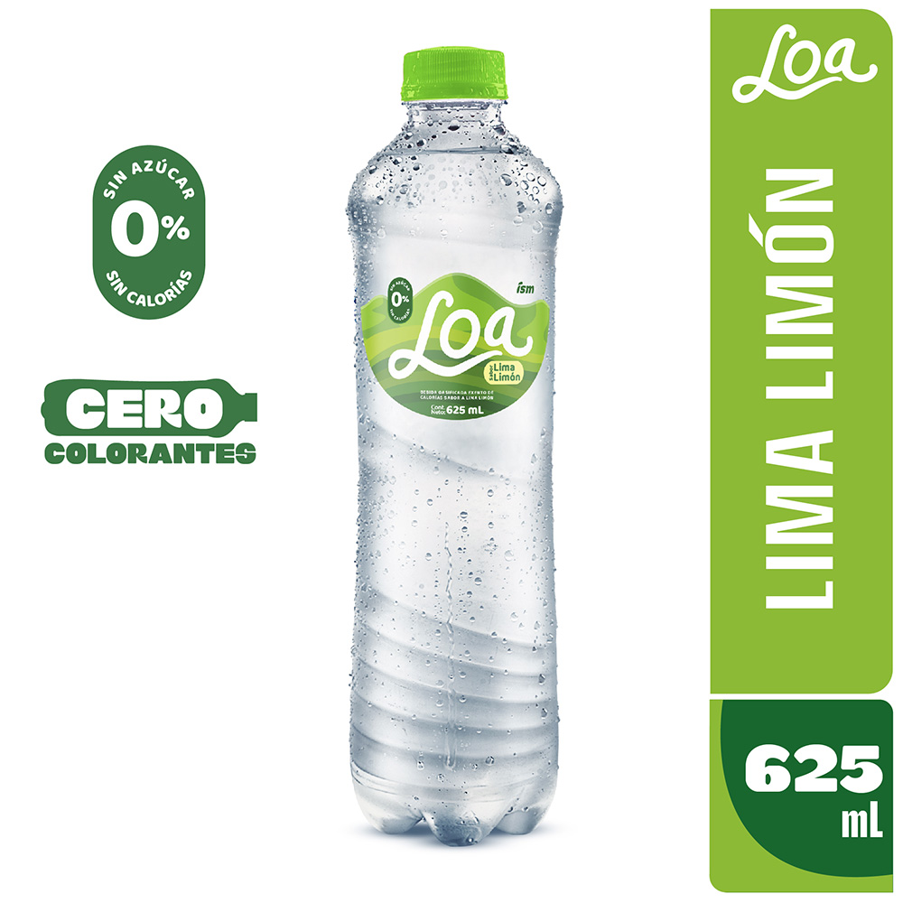 Agua Ligera Saborizada LOA de Lima Limón Botella 625ml