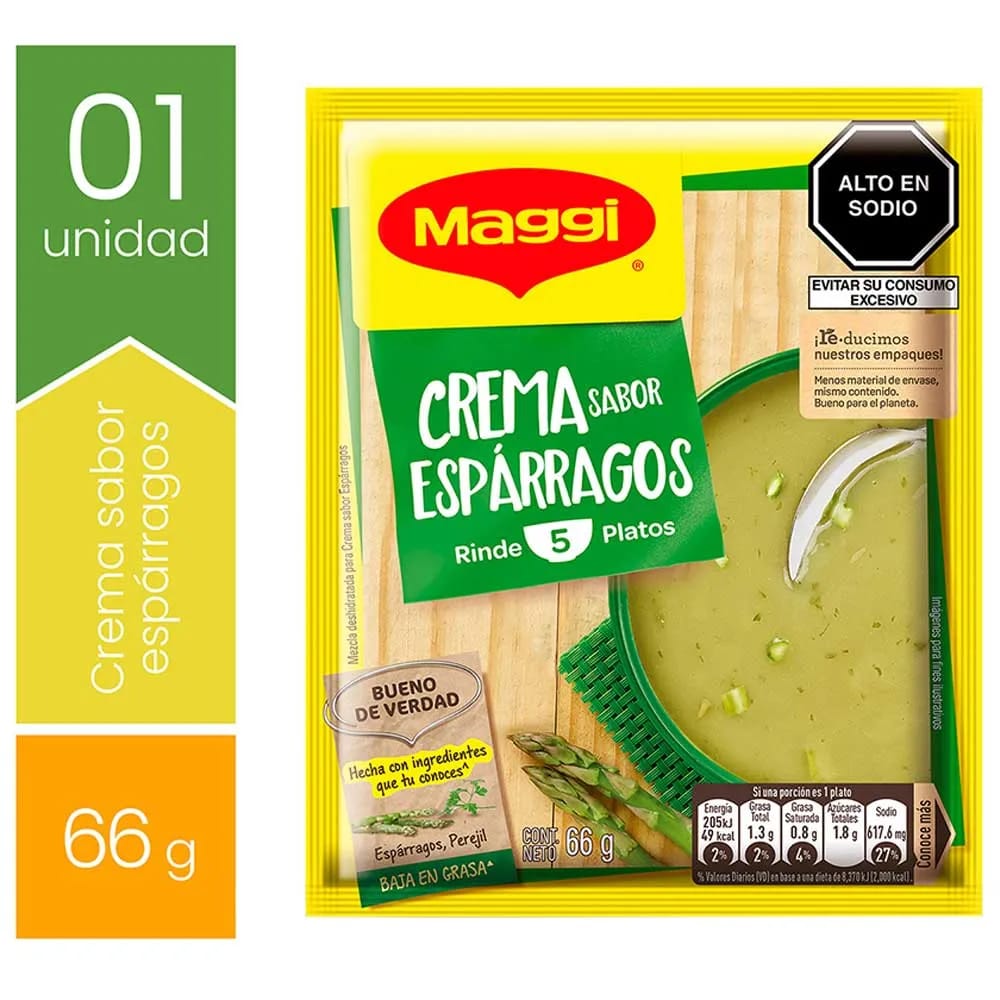 Crema Instantánea MAGGI Espárragos Bolsa 66g Crema Instantánea MAGGI Espárragos Sobre 66g