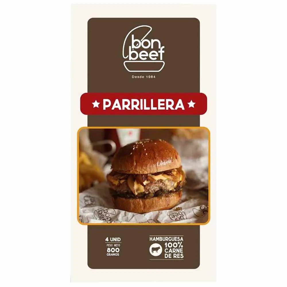 Hamburguesa Parrillera BON BEEF Caja 4un