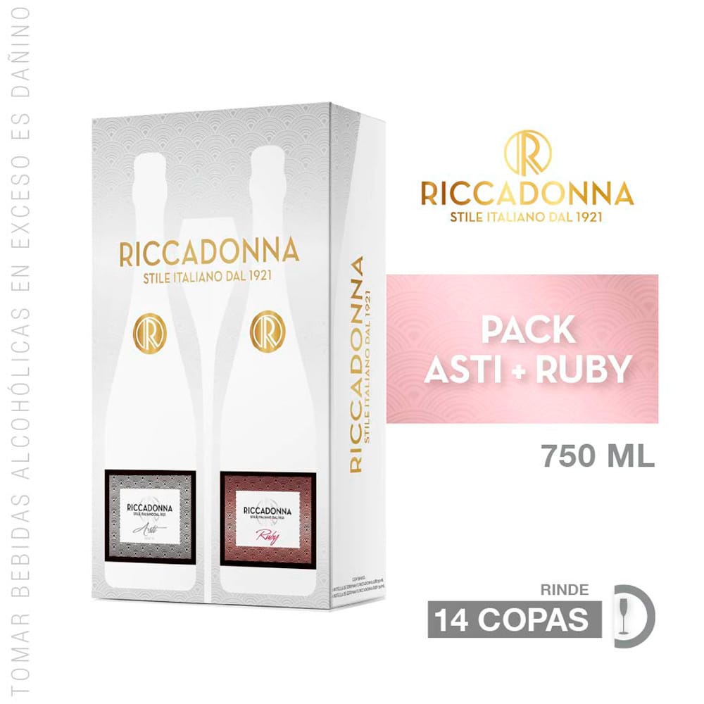Pack Espumante RICADONNA Asti + Ruby Botella 750ml Pack 2un
