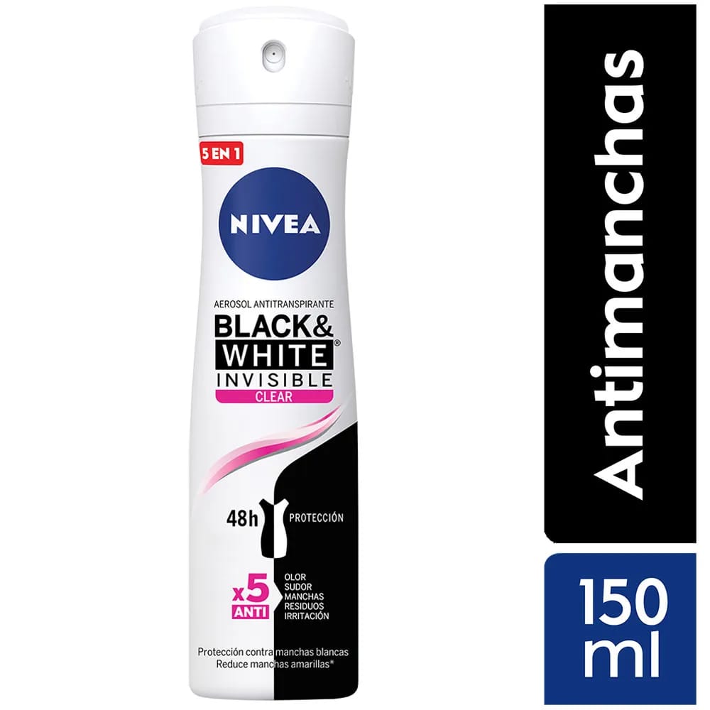 Desodorante para Mujer en Aerosol NIVEA Invisible B&W Clear Frasco 150ml