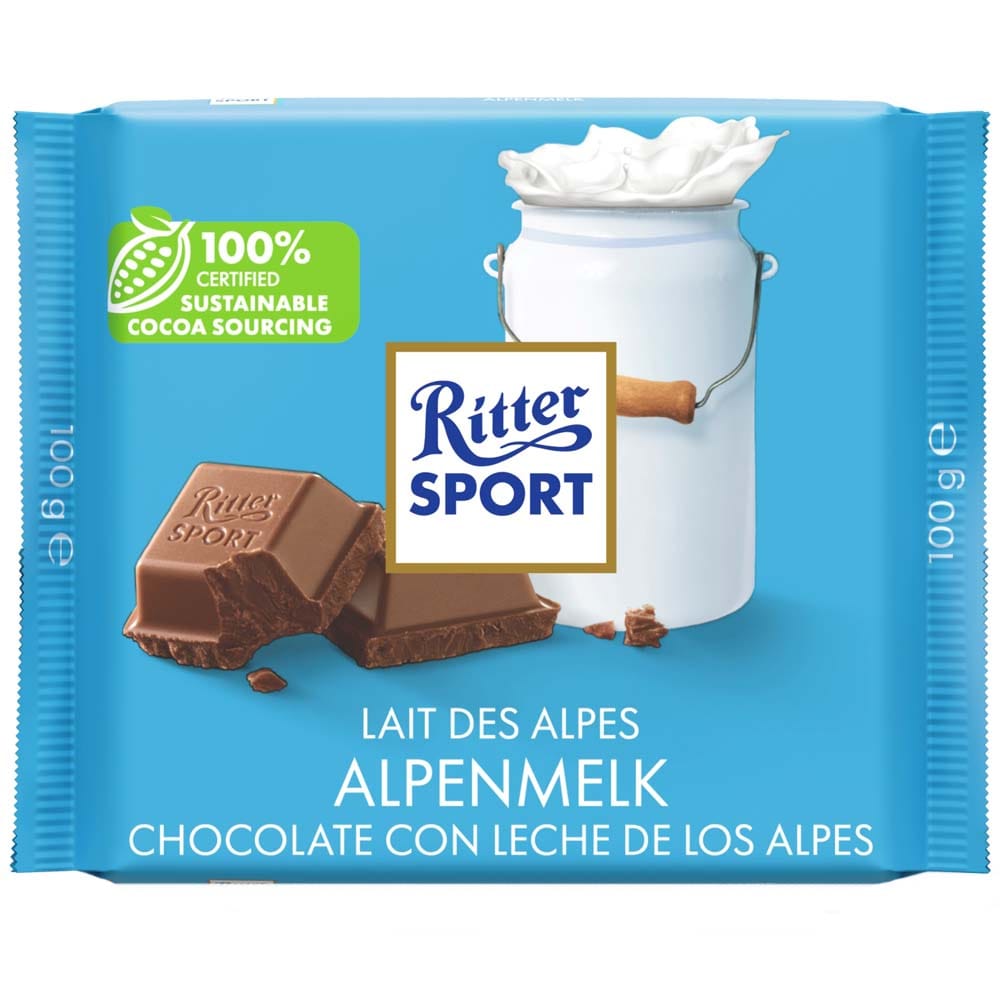 Chocolate RITTER SPORT Alpine Milk Tableta 10un