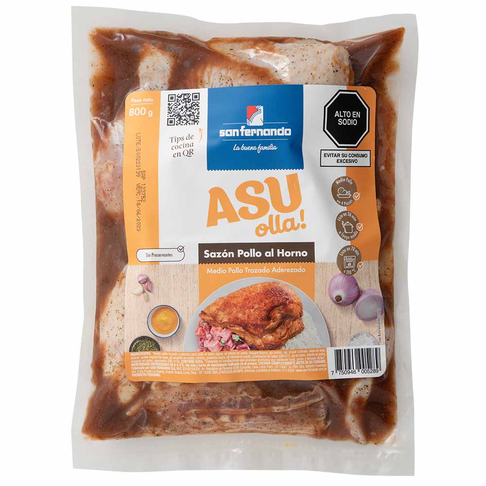 Pollo Trozado Asu Olla! Sazón Horno Empaque 800g