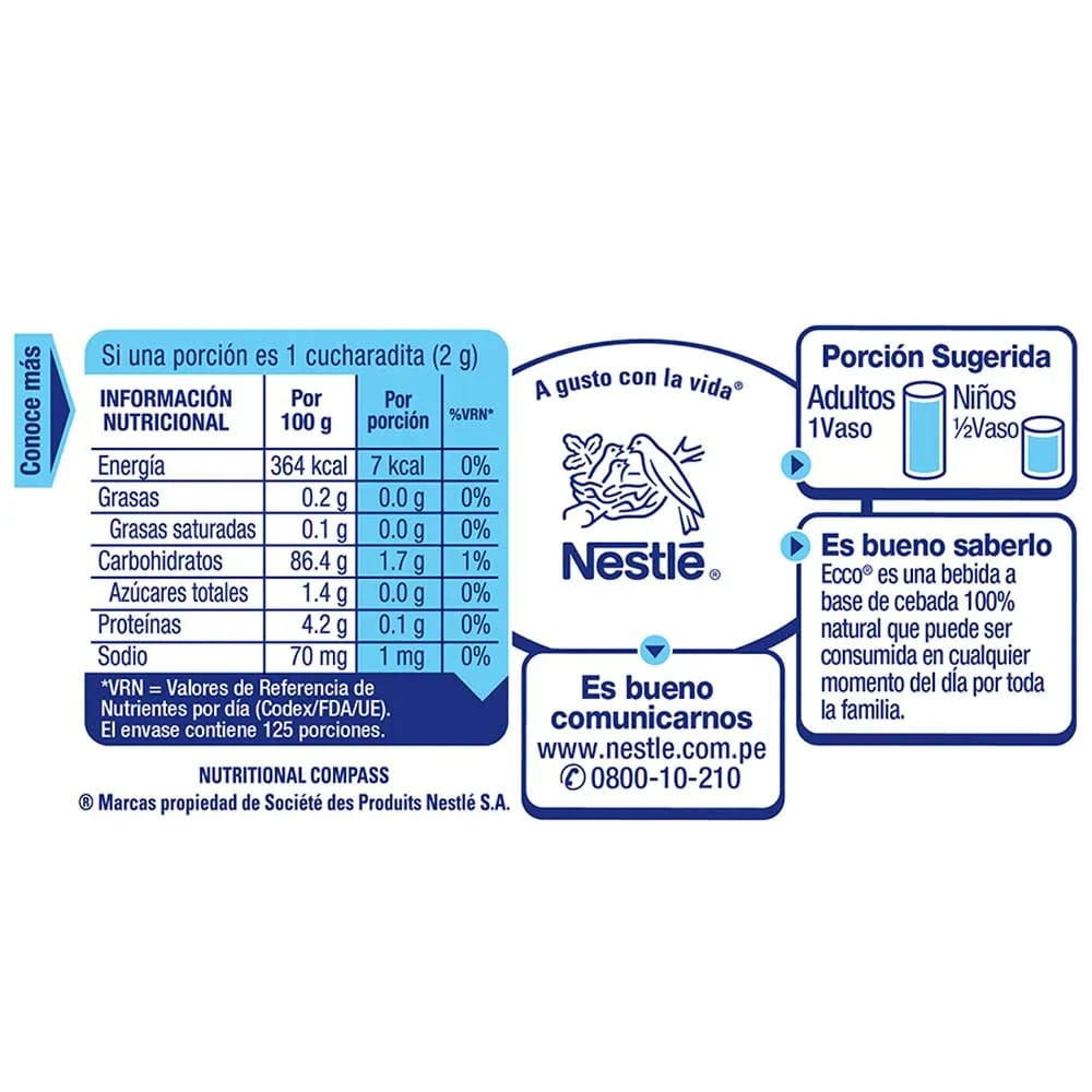 Bebida Instantánea de Cebada ECCO Doypack 250g