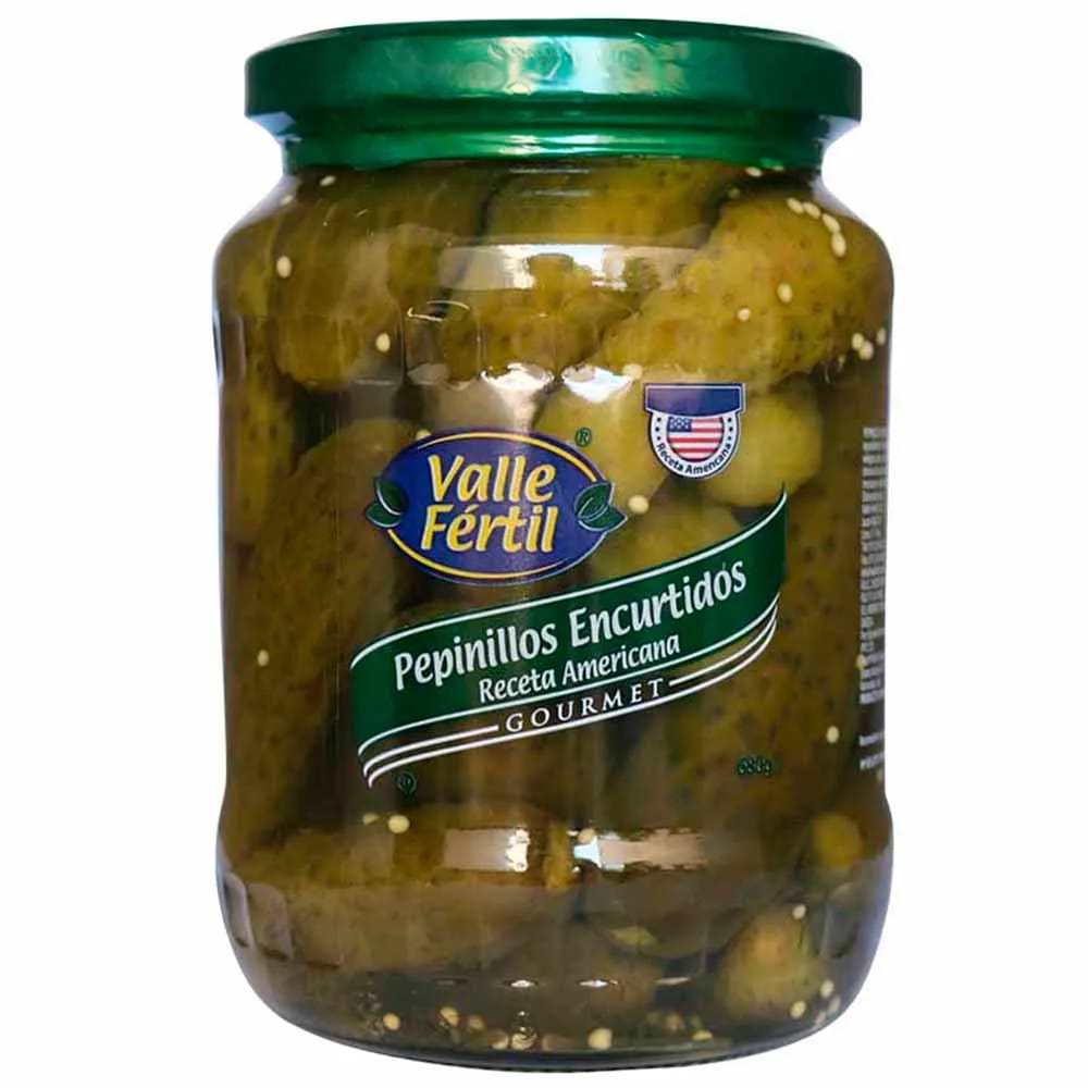 Pepinillos Encurtidos VALLE FÉRTIL Receta Americana Gourmet Frasco 680g