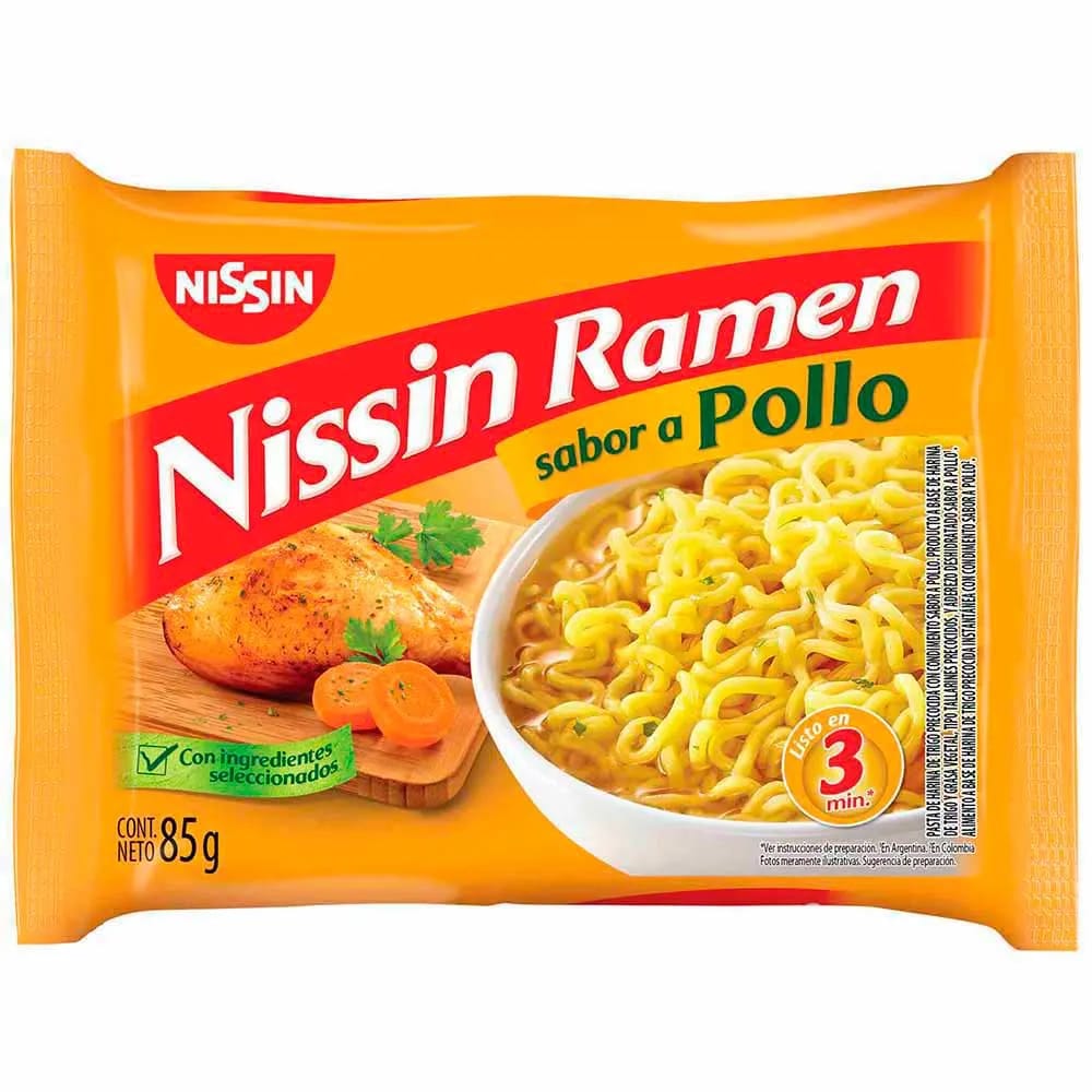 Sopa Ramen NISSIN Sabor Pollo Bolsa 85g