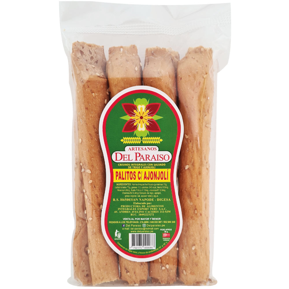 Palitos con Ajonjolí DEL PARAÍSO Bolsa 100g
