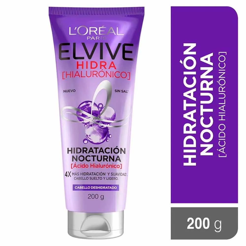 Crema de Tratamiento para Cabello ELVIVE Hidratación Nocturna con Ácido Hilaurónico Frasco 200g