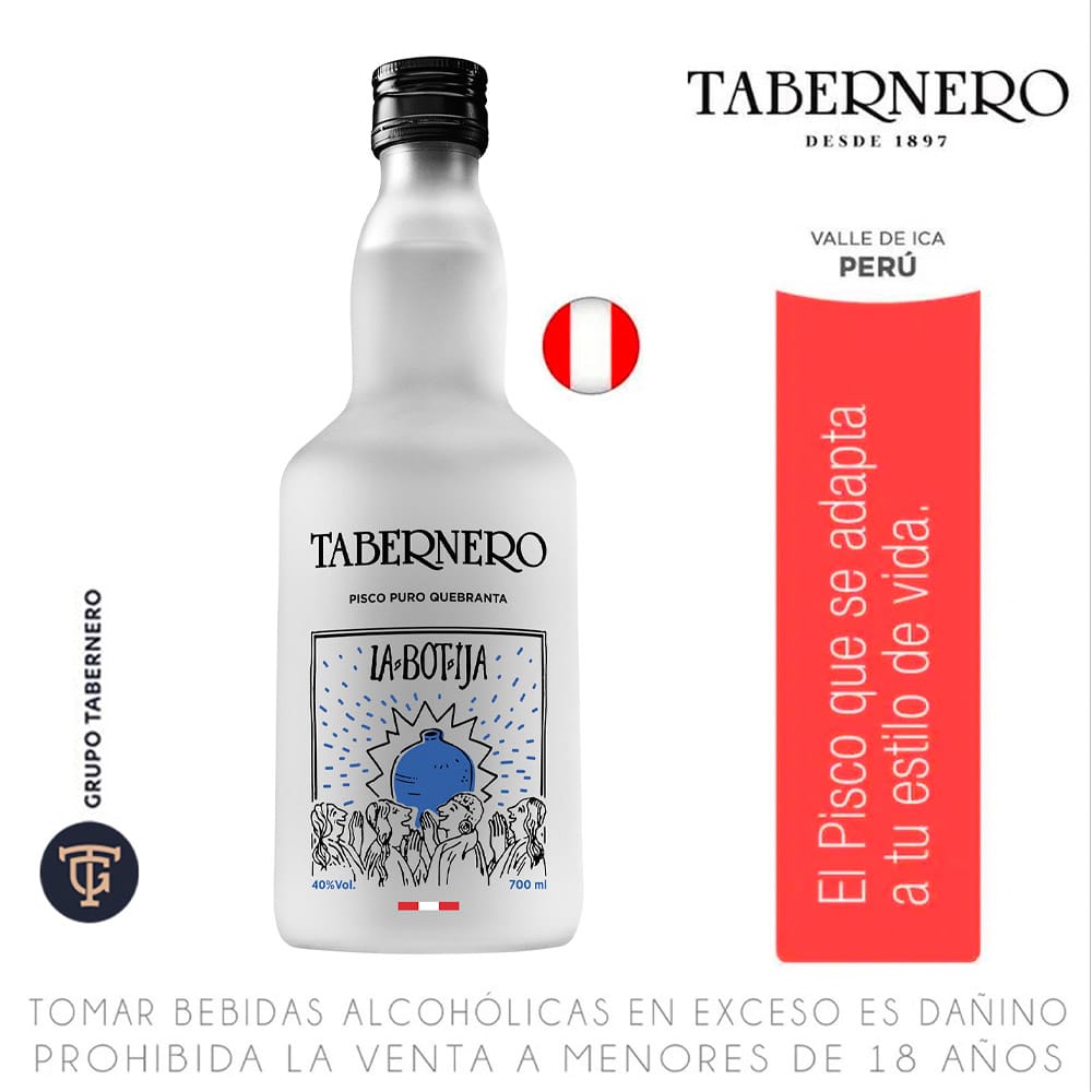 Pisco TABERNERO La Botija Quebranta Botella 700ml