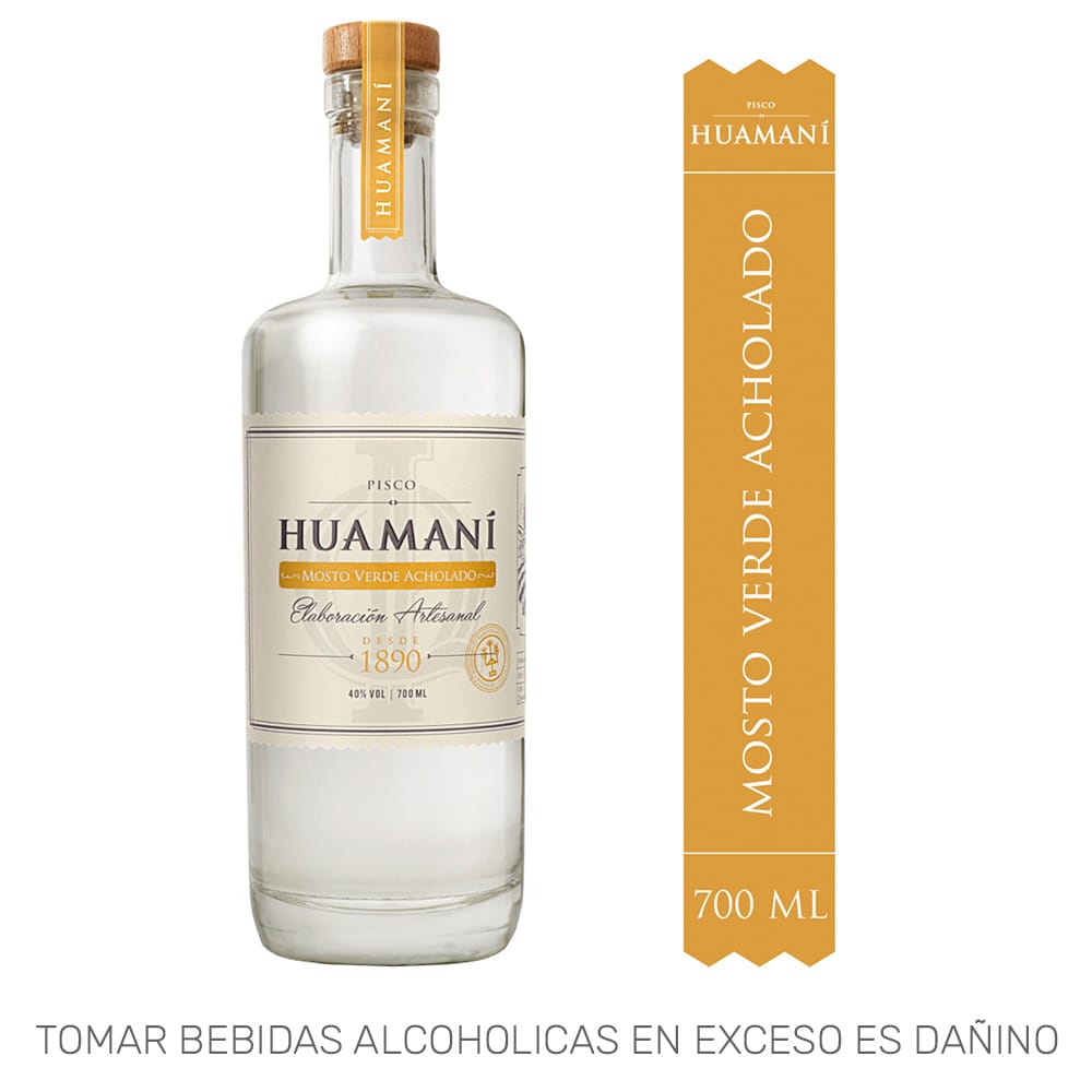 Pisco HUAMANI Mosto Verde Acholado Botella 700ml