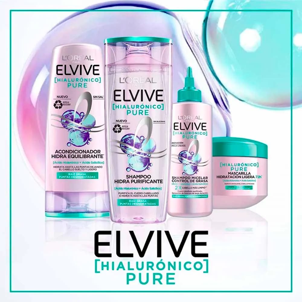 Shampoo Ácido Hialurónico ELVIVE Pure Frasco 370ml