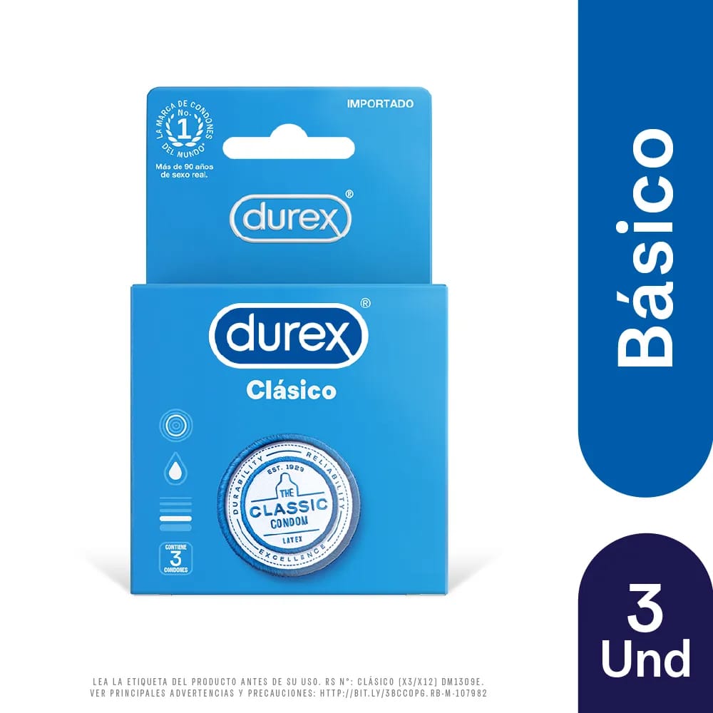 Preservativos DUREX Clásico Caja 3un